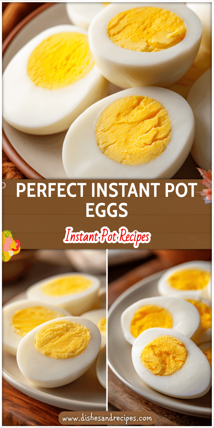 Halved Hard Boiled Eggs in Instant Pot on plate showing smooth yolks and clean cuts.